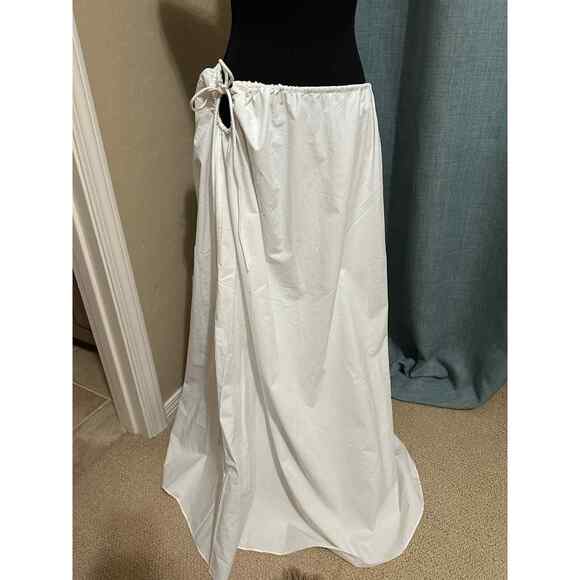 SIR. MASON White Italian Cotton Gathered Waist Maxi Skirt size 3 - Large L $300 - Picture 4 of 4